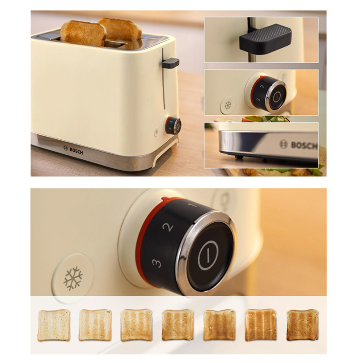 Bosch TAT4M227GB 2 Slice Compact MyMoment Toaster, Cream