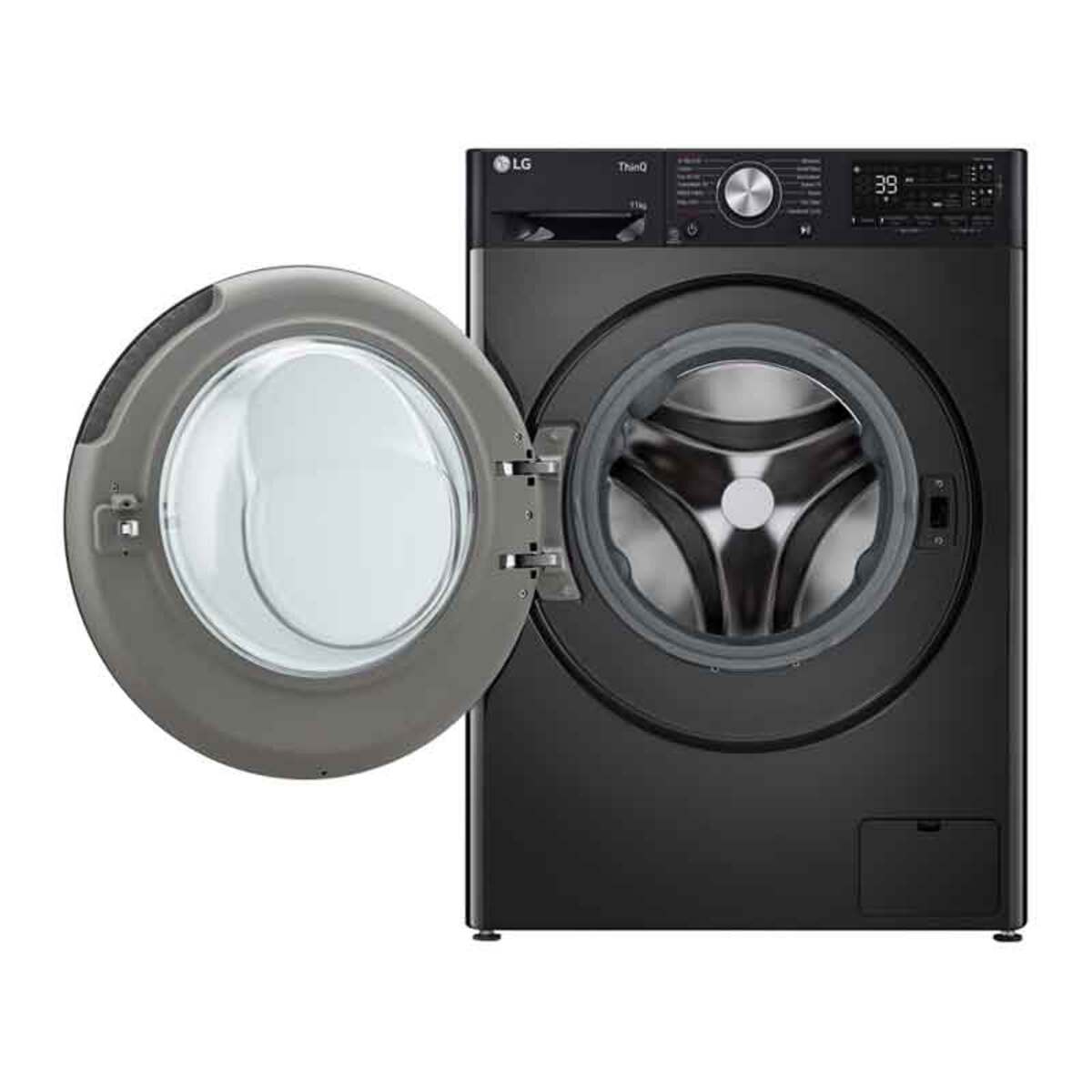 LG F4Y711BBTA1 A Rated 11kg 1400 RPM Washing Machine, Black Metallic