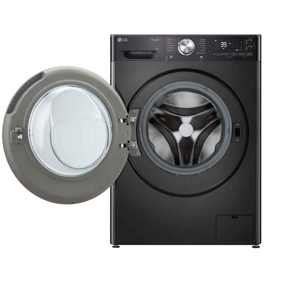 LG F4Y913BCTA1 A Rated 9kg Washing Machine, Black, Metallic