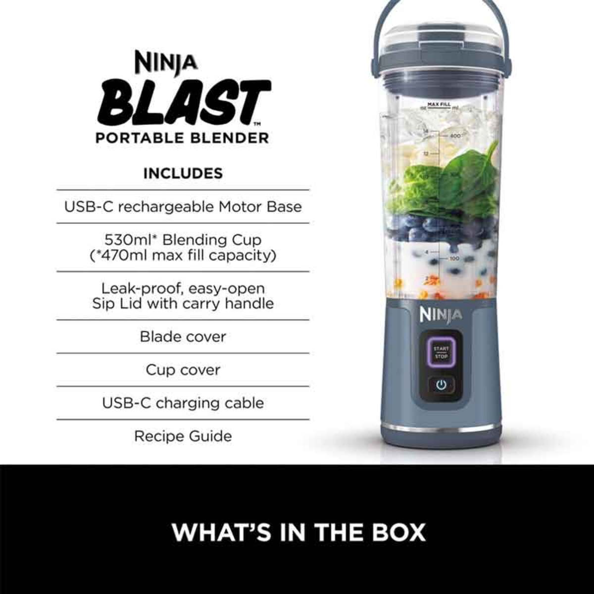 Ninja BC151UKNV Blast Cordless Portable Blender &ndash; Denim Blue