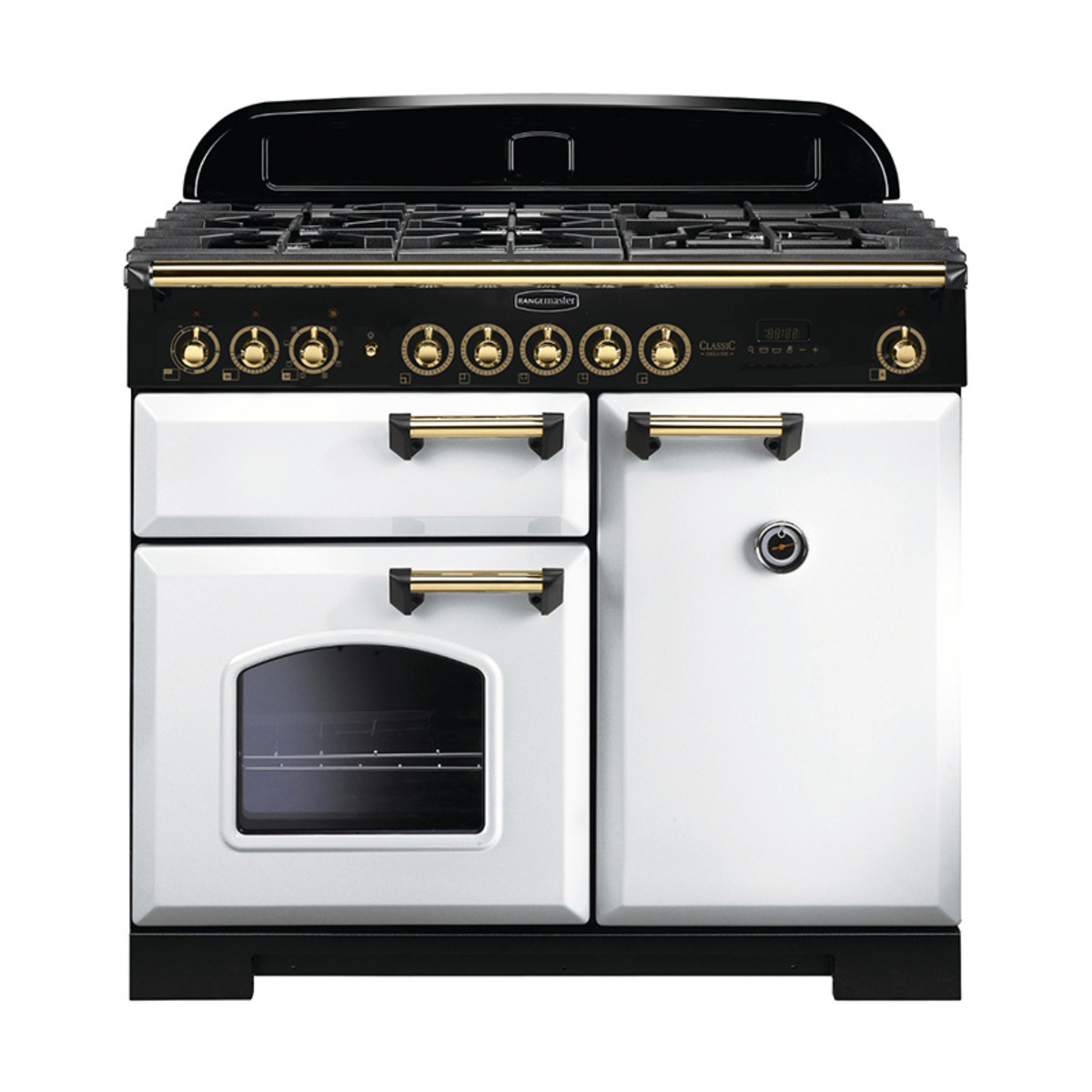 Rangemaster 113860 (CDL100DFFWH/B) CLASSIC DELUXE 100cm Dual Fuel Cooker