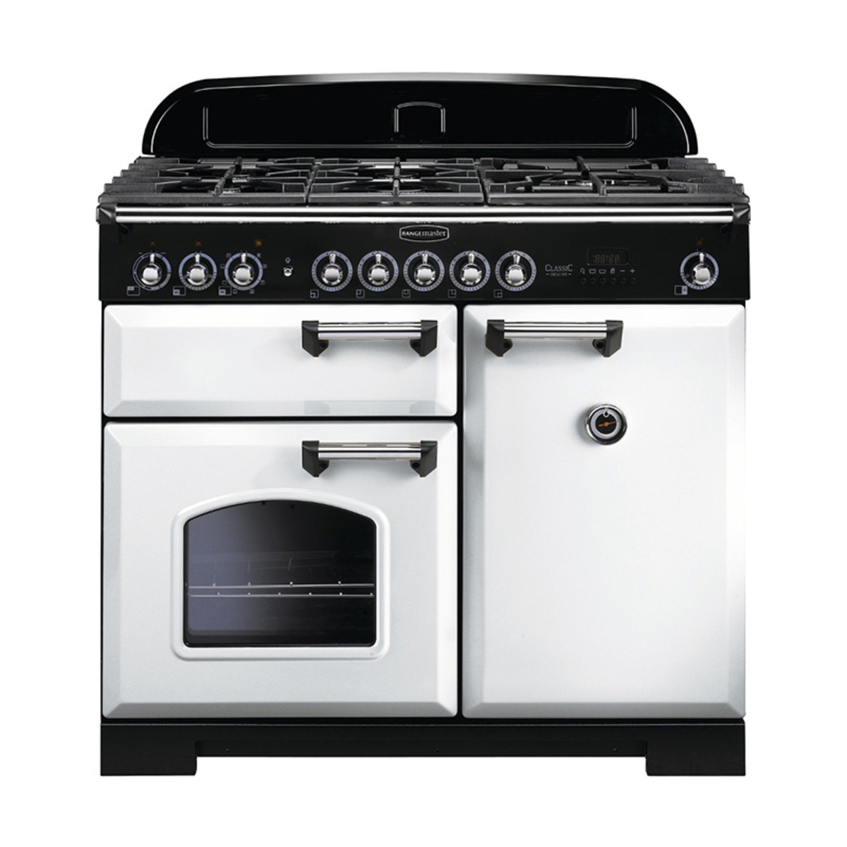 Rangemaster 113850 (CDL100DFFWH/C) CLASSIC DELUXE 100cm Dual Fuel Cooker