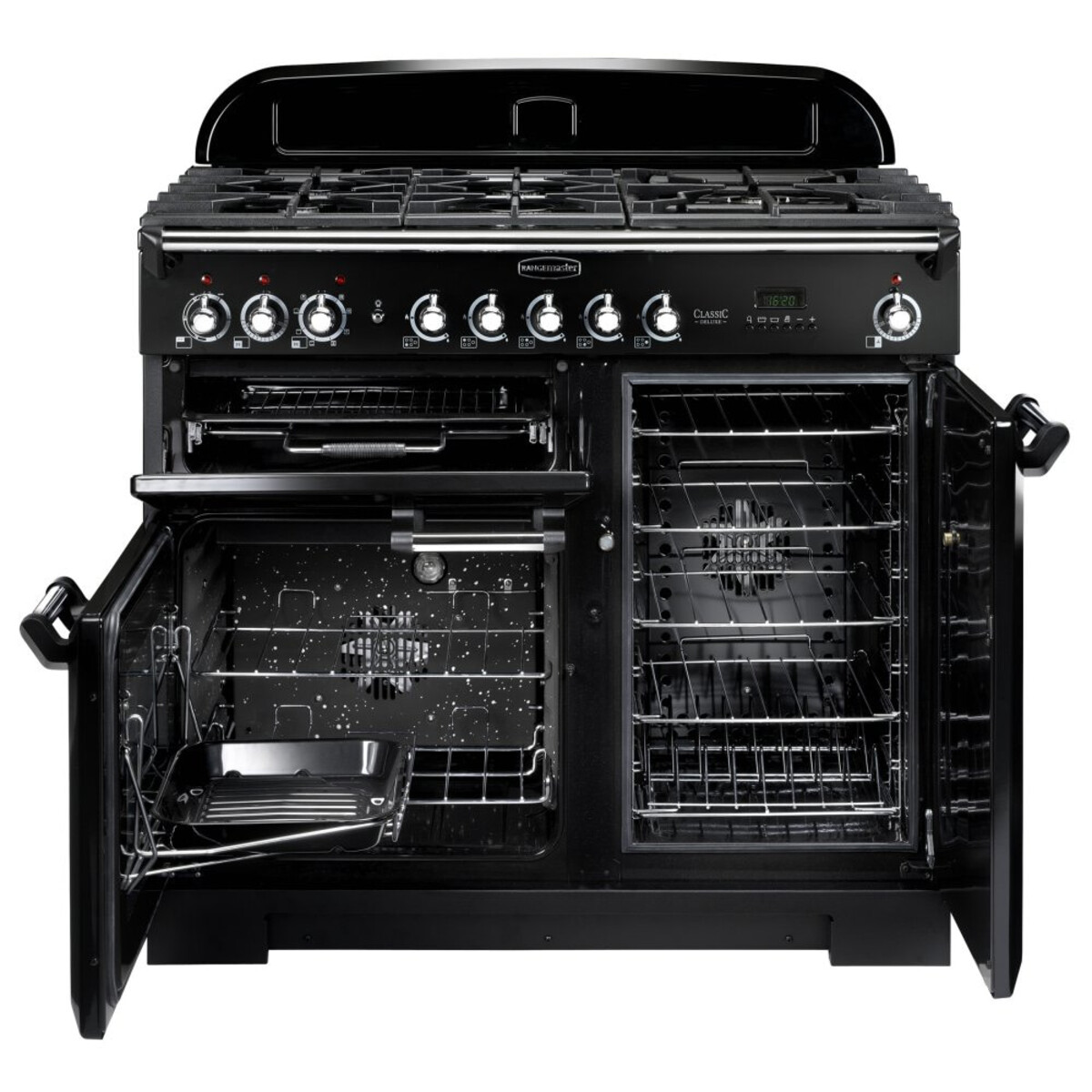 Rangemaster CDL100DFFCBC CLASSIC DELUXE 100cm Dual Fuel Cooker, Charcoal Black