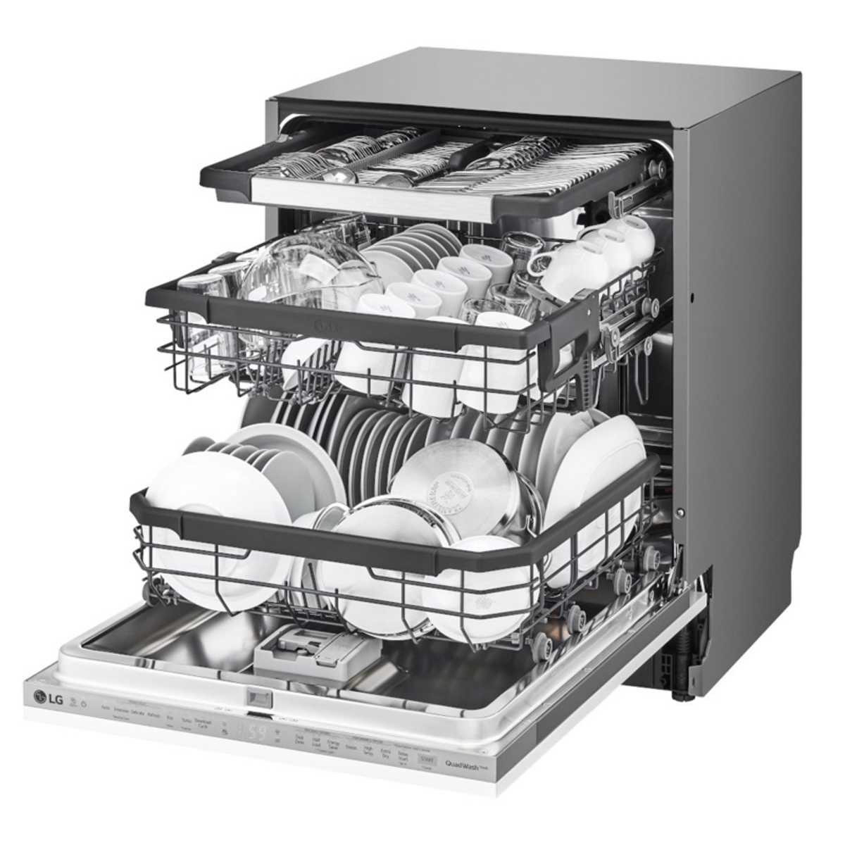 LG DB325TXS E Rated 60cm TrueSteam QuadWash Built-in Dishwasher
