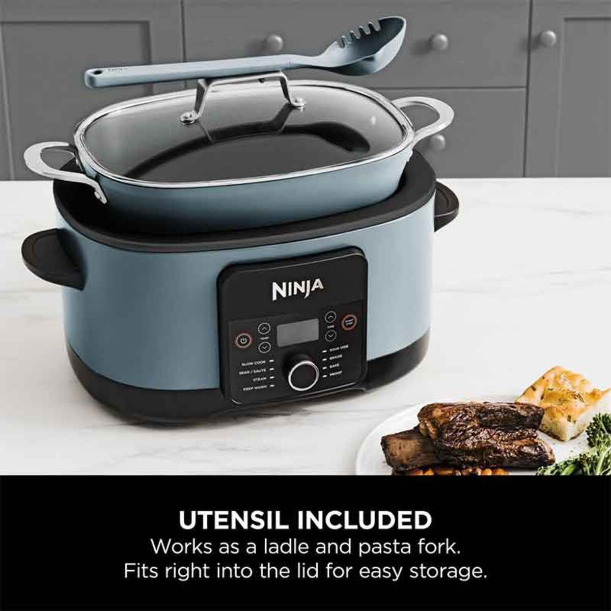 Ninja MC1001UK Foodi PossibleCooker 8-in-1 Slow Cooker-Sea Salt Grey