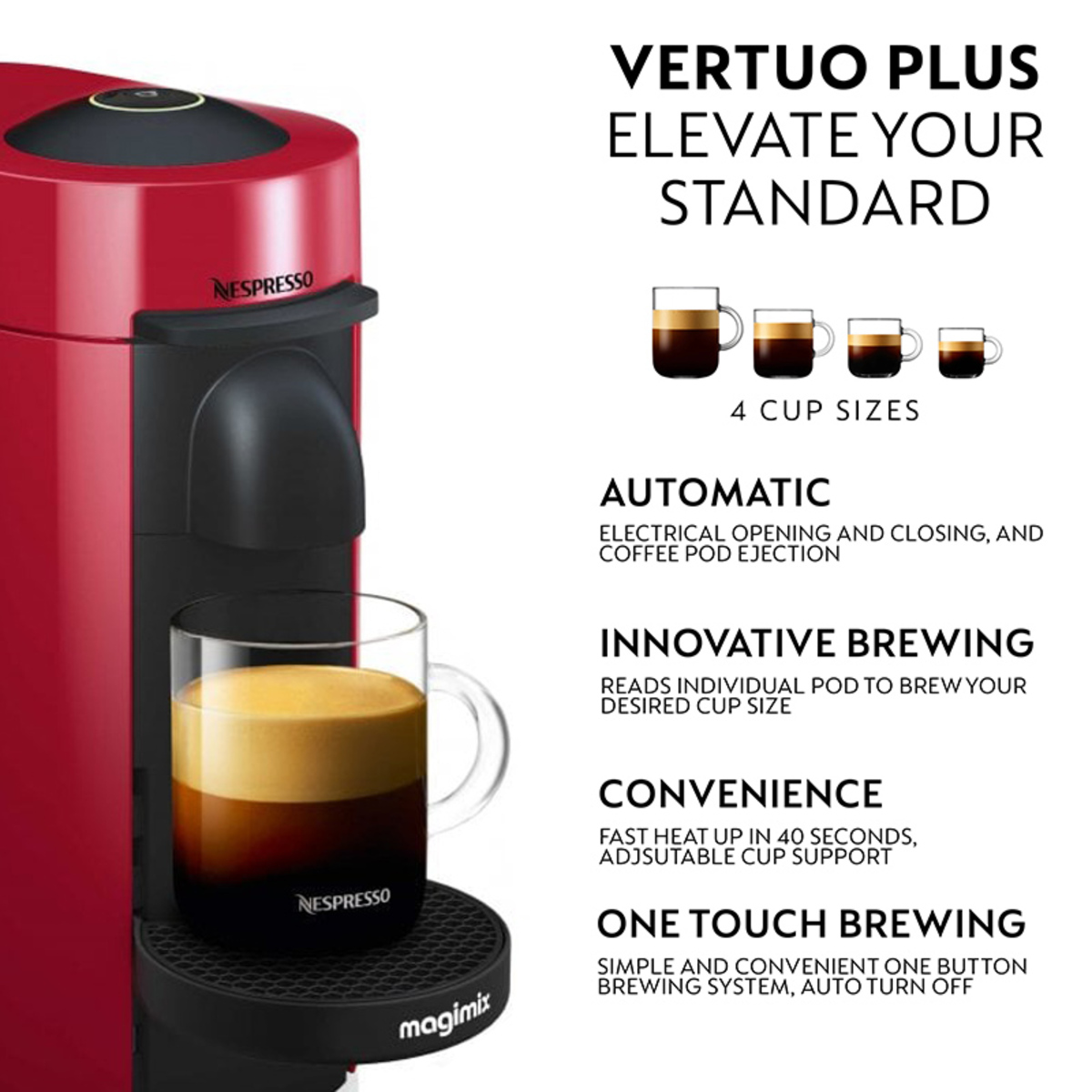 Magimix 11389 RED Nespresso Vertuo Plus Special Edition Red