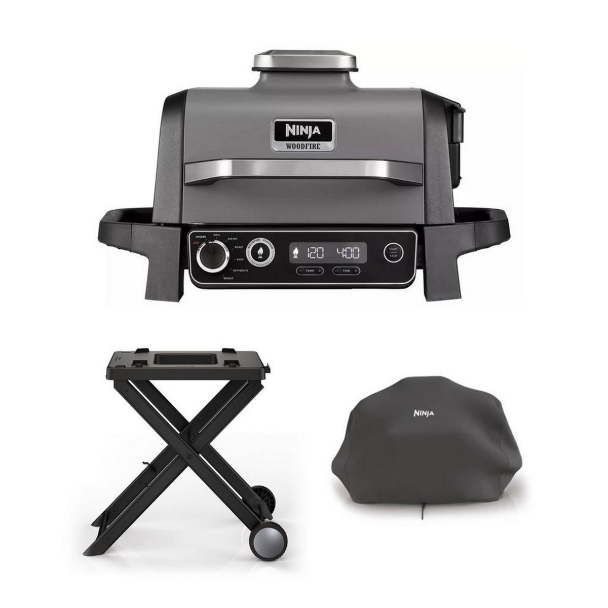 Ninja OG701UKGRILLKIT Woodfire Electric BBQ Grill  Smoker, Cover+Stand