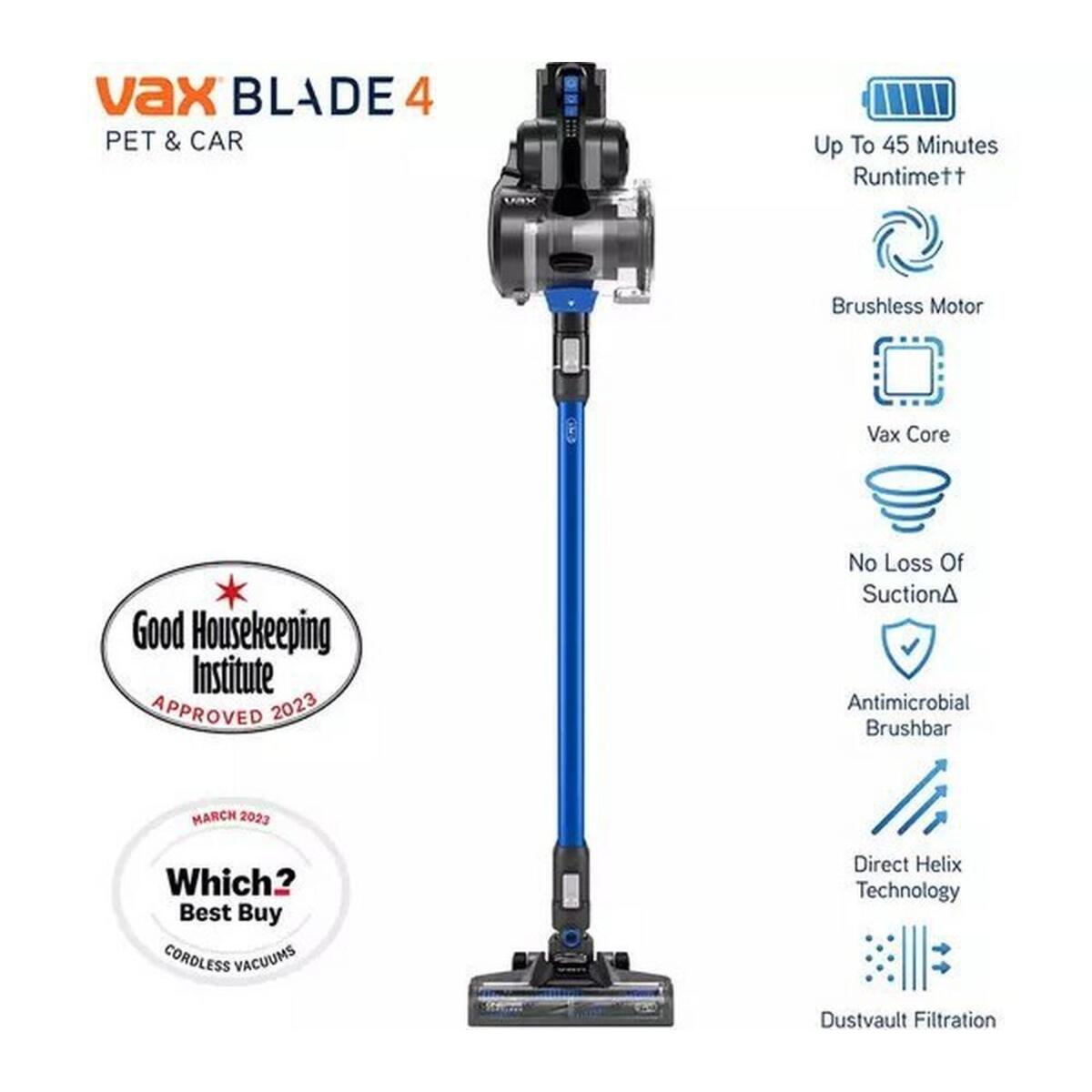 Vax CLSV-B4KC ONEPWR Blade 4 Pet &amp; Car Cordless Vacuum Cleaner, Blue