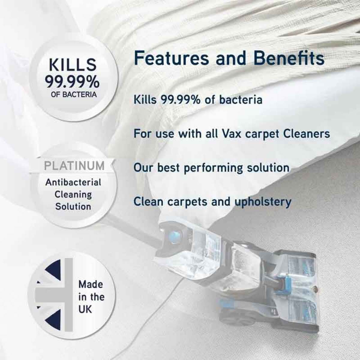 Vax 11143048  Platinum Antibacterial Carpet Cleaning Solution 5pk