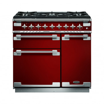 Elise 90 Dual Fuel Range Cooker, Cherry Red
