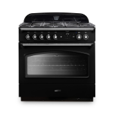 Rangemaster CLAS90FXDFFBL/C Classic FX 90cm Dual Fuel Cooker, Black, Chrome Trim