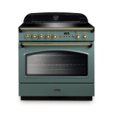 Rangemaster CLAS90FXEIMG/B Classic FX 90cm Induction Cooker, Mineral Green, Brass