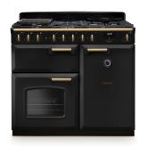 Rangemaster CLDL100DFPCBL/AB1 Classic Deluxe 100cm Dual Fuel Charcoal Black/Antique Brass