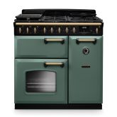 Rangemaster CLDL90DFPMGR/AB1 Classic Deluxe 90cm Dual Fuel Mineral Green/Antique Brass