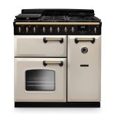 Rangemaster CLDL90DFPPCR/AB1 Classic Deluxe 90cm Dual Fuel Pale Cream/Antique Brass