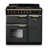 Rangemaster CLDL90DFPSLT/AB1 Classic Deluxe 90cm Dual Fuel Slate/Antique Brass