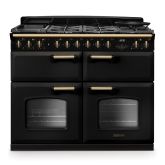 Rangemaster CLDLB110DFPCBL/AB1 Classic Deluxe 110cm BC Dual Fuel Charcoal Black/Antique Brass