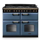 Rangemaster CLDLB110DFPSTB/AB1 Classic Deluxe 110cm BC Dual Fuel Stone Blue/Antique Brass
