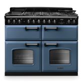 Rangemaster CLDLB110DFPSTB/CM1 Classic Deluxe 110cm BC Dual Fuel Stone Blue/Chrome