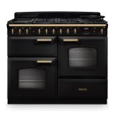 Rangemaster CLDLO110DFPCBL/AB1 Classic Deluxe 110cm OC Dual Fuel Charcoal Black/Antique Brass