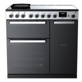 Rangemaster EDDL90EIGBLK/CM1 Edge Deluxe 90cm Induction Range Cooker, Black Glass/Chrome