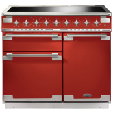 Rangemaster 100220 (ELS100EIRD) Elise 100cm Induction Range Cooker, Cherry Red/Chrome