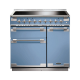 Rangemaster ELS90EICA/ 107890 Elise 90cm Induction Range Cooker, China Blue, Brushed Nickel Trim