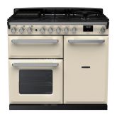 Rangemaster ESDL100DFPPCR/CM1 Estel Deluxe 100cm Dual Fuel Range Cooker, Pale Cream/Chrome
