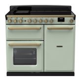 Rangemaster ESDL100EIPMNT/AB1 Estel Deluxe 100cm Induction Range Cooker, Mint/Antique Brass