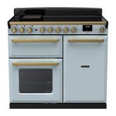 Rangemaster ESDL100EIPMSB/AB1 Estel Deluxe 100cm Induction Range Cooker, Misty Blue/Antique Brass