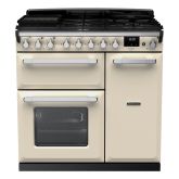 Rangemaster ESDL90DFPPCR/CM1 Estel Deluxe 90cm Dual Fuel Range Cooker, Pale Cream/Chrome