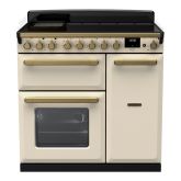 Rangemaster ESDL90EIPPCR/AB1 Estel Deluxe 90cm Induction Range Cooker, Pale Cream/Antique Brass