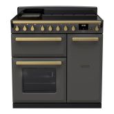Rangemaster ESDL90EIPSLT/AB1 Estel Deluxe 90cm Induction Range Cooker, Slate/Antique Brass