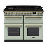 Rangemaster ESDLB110DFPMNT/AB1 Estel Deluxe 110cm BC Dual Fuel Range Cooker, Mint/Antique Brass