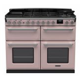 Rangemaster ESDLB110DFPPPK/CM1 Estel Deluxe 110cm BC Dual Fuel Range Cooker, Pale Pink/Chrome