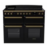Rangemaster ESDLB110EIPGBL/AB1 Estel Deluxe 110cm BC Induction Range Cooker, Black/Antique Brass