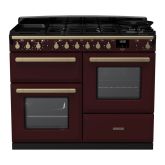 Rangemaster ESDLO110DFPBOR/AB1 Estel Deluxe 110cm Dual Fuel Range Cooker, Bordeaux/Antique Brass