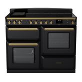 Rangemaster ESDLO110EIPGBL/AB1 Estel Deluxe 110cm Induction Range Cooker, Black/Antique Brass