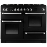 Rangemaster KCH110DFFBLC Kitchener 110cm Dual Fuel Range Cooker, Black/Chrome