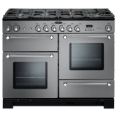Rangemaster KCH110DFFSS/C KITCHENER 110cm Dual Fuel Range Cooker, Steel/Chrome