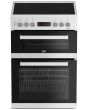 Beko EDC634W 60cm Double Oven Electric Cooker, 4 Ceramic Hob, White