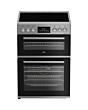 Beko EDC6731S 60cm Double Oven Electric Cooker with Vitroceramic Hob - Silver