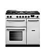 Rangemaster AURA90DFP/19275 90cm Dual Fuel Range Cooker - White with Onyx trim
