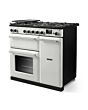 Rangemaster AURA90DFP/19275 90cm Dual Fuel Range Cooker - White with Onyx trim