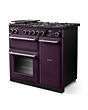 Rangemaster AURA90DFP/19282 90 Dual Fuel Range Cooker - Plum with Onyx trim