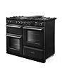 Rangemaster AURO110DF/19308 110cm Dual Fuel Range Cooker - Charcoal Black with Onyx trim