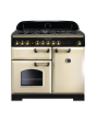 Rangemaster 115550 (CDL100DFFCR/B) CLASSIC DELUXE 100cm Dual Fuel Cooker, Cream Brass