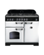Rangemaster 113850 (CDL100DFFWH/C) CLASSIC DELUXE 100cm Dual Fuel Cooker, White, Chrome Trim