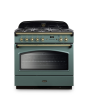 Rangemaster CLAS90FXDFFMG/B Classic FX 90cm Dual Fuel Cooker, M Green, Brass Trim