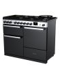 Rangemaster EDDLO110DFGBLK/CM1 Edge Deluxe 110cm Dual Fuel Range Cooker. Black Glass/Chrome